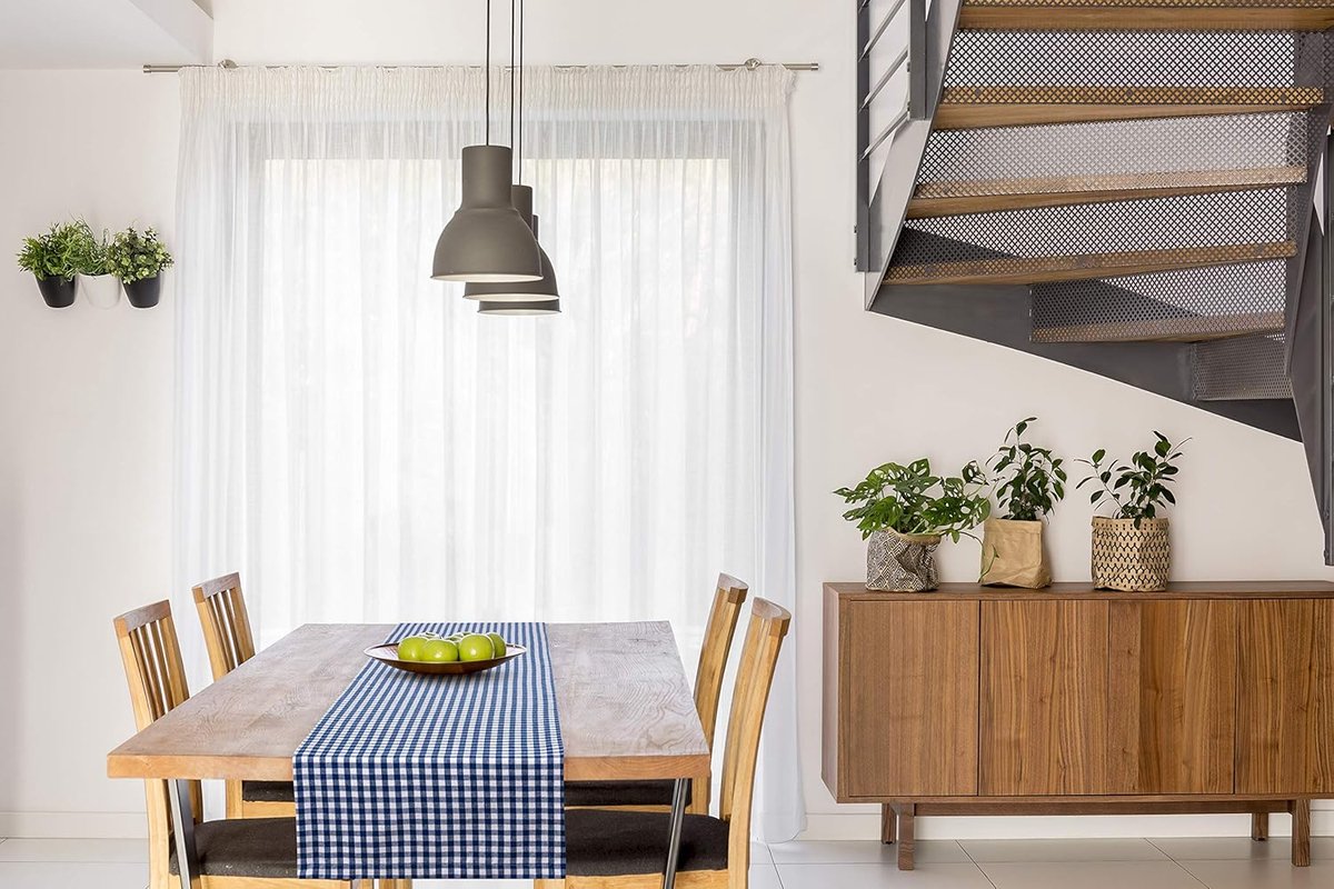 Tafelloper 40 x 200 cm donkerblauw/wit geruit (kleur en grootte naar keuze) - hoogwaardig vervaardigde tafelloper van 100% katoen in Scandinavische landhuisstijl