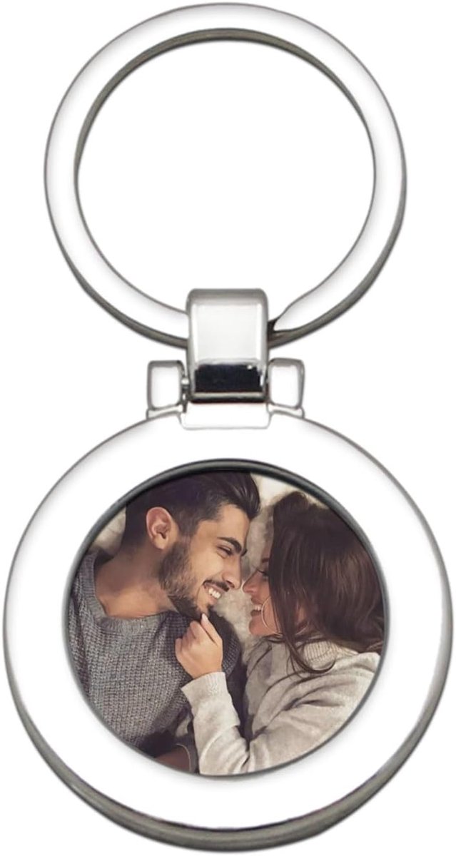 sleutelhanger met foto, sleutelhanger met foto, sleutelhanger paar, doe-het-zelf sleutelhanger, ringen van roestvrij staal, sleutelhanger gastgeschenk familie, Ronde,