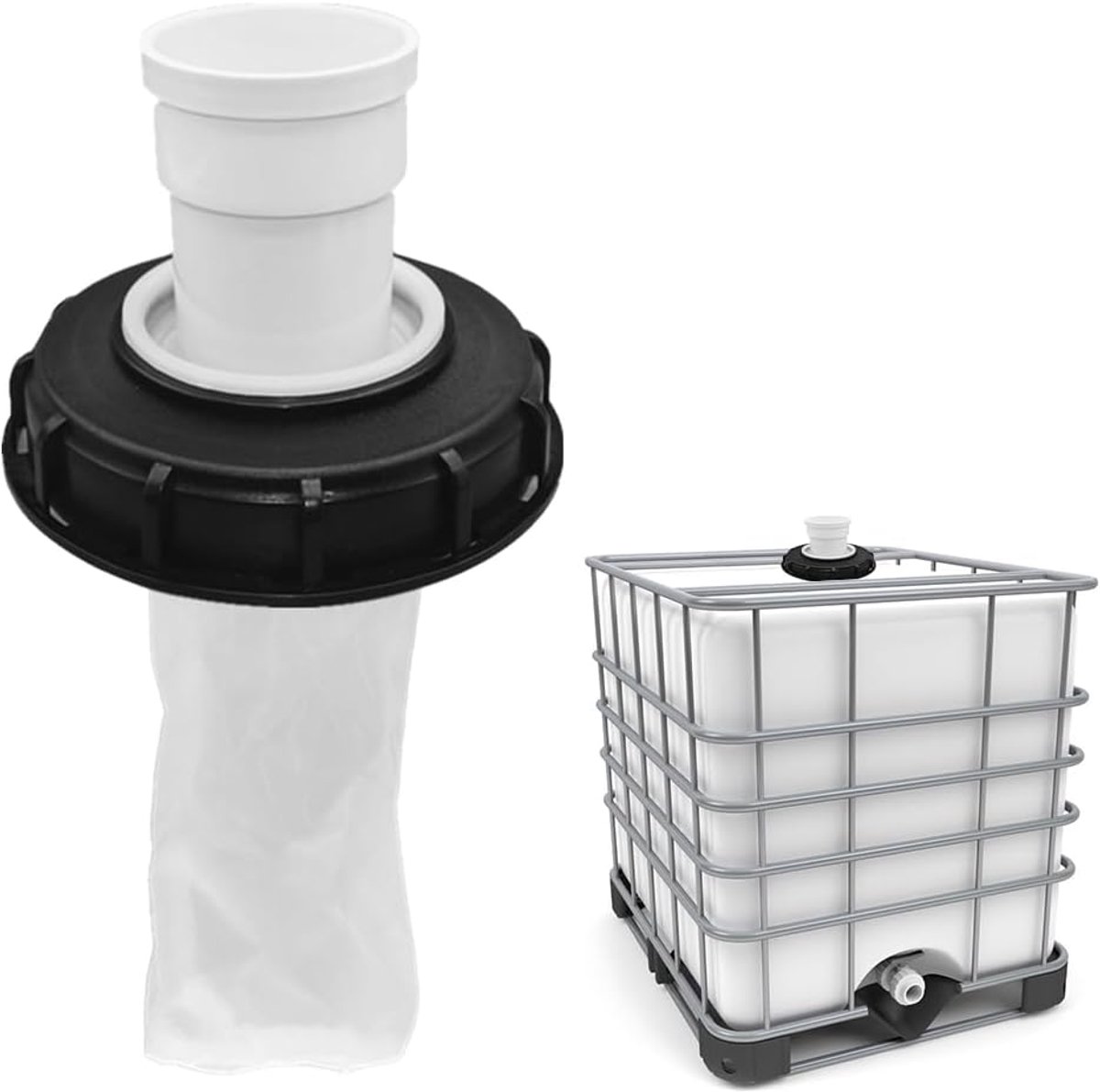 IBC Regenwaterfilter 180° met deksel, reservoiraccessoires van nylon DN 150 - wasbaar 163 mm voor kleivat
