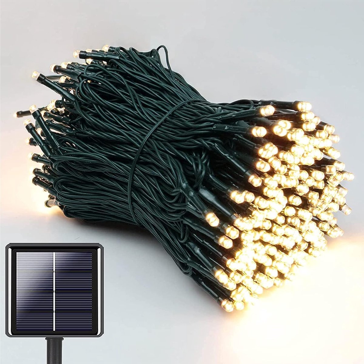 Kerstverlichting op zonne-energie, 22 m, 200 leds, buitenverlichting, 8 modi, waterdichte kerstverlichting op zonne-energie voor tuin, feest, vakantie, boom, tuin, terras, kerstdecoratie - warm