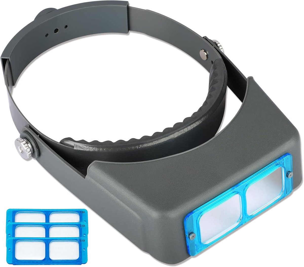 Vergrootglas, Professionele Dubbele Lens Head-Mounted Loep Sieraden Vergrootglas, Leesvizier Opitcal Glas Binoculaire Vergrootglas met Lens Vergroting-1.5X 2X 2.5X 3.5X voor Reparatie,