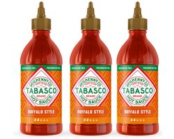 Tabasco Buffalo Saus 3-Pack Knijpflessen – 3 x 256 ml (768 ml) – Pittige Saus voor Kip, Burgers en Dips