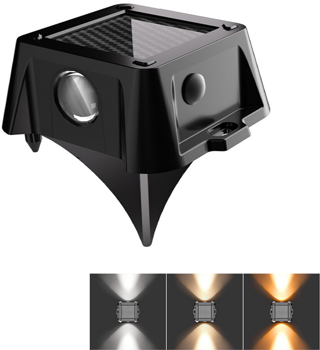 OYLCDI Solar tuinlampen buiten IP67 waterbestendig, dubbelzijdige LED grondlampen voor terras, trap en tuinpad, 2 montagemogelijkheden, schemersensor, tot 10 uur verlichting