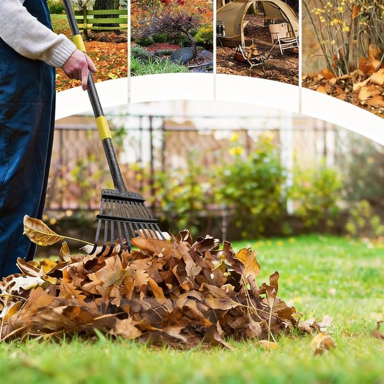 Bladhark - Gazonhark - Onkruidhark - 11 Tanden - Roestvrij Staal - Verstelbaar 86-185 cm - Tuin & Erf - Voor Bladeren en Onkruid — afbeelding 2