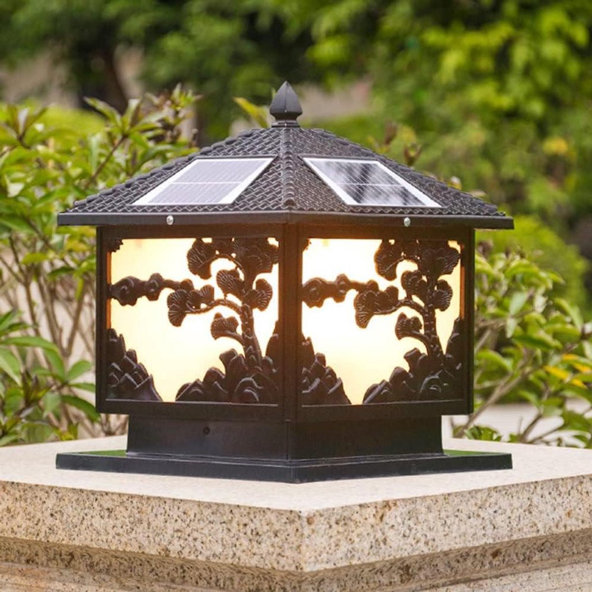 Paal Verlichting - Tuinlamp - Buiten Decoratie - Zonne-energie - 45 cm - Donker