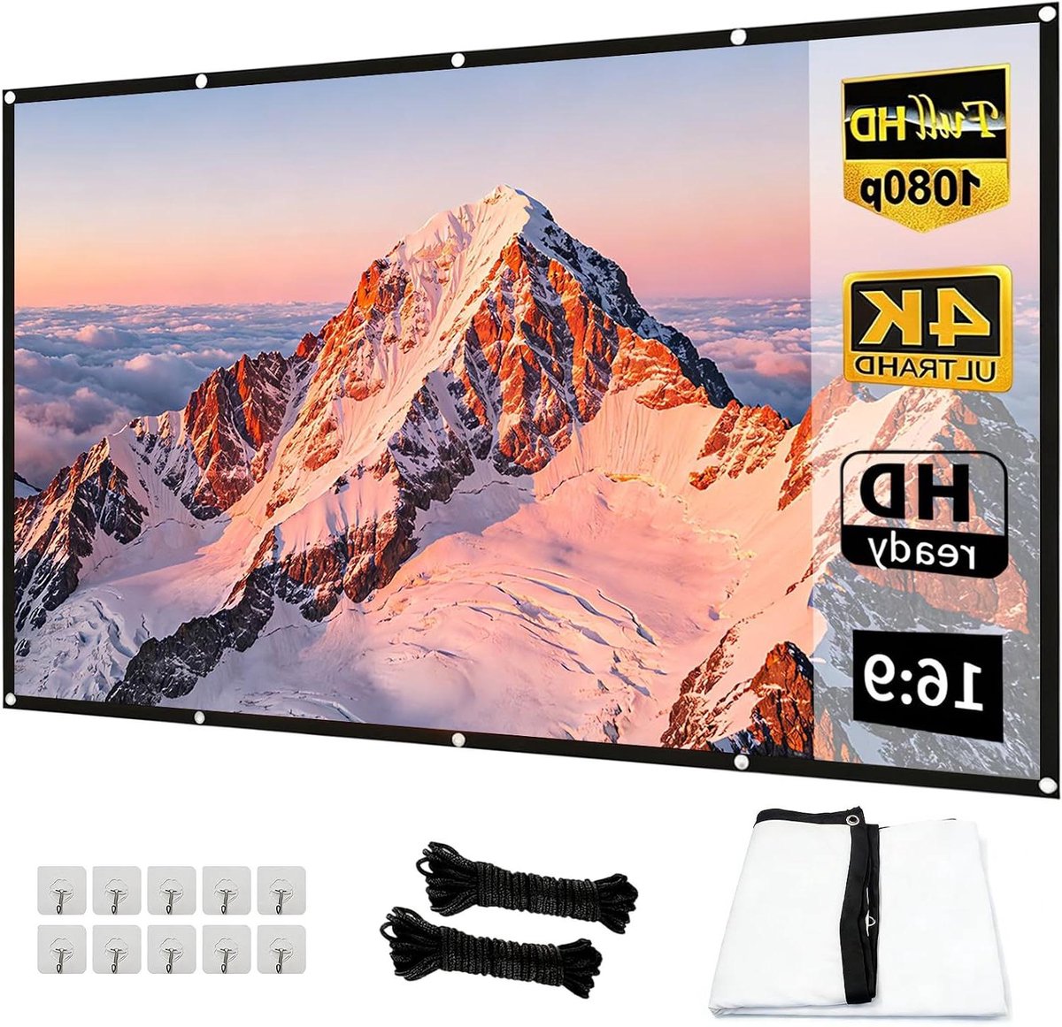 Projectiescherm Beamer - Opvouwbaar Doek - Thuisbioscoop Presentatie - Kreukvrij Polyester - 100 inch - Wit