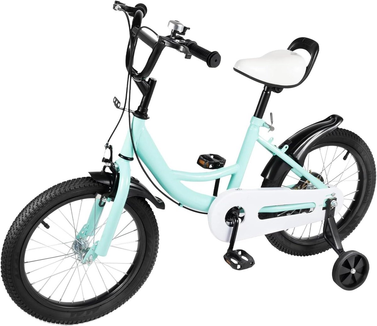 Kinderfiets Loopfiets met steunwielen Leren fietsen In hoogte verstelbaar 16 inch Groen