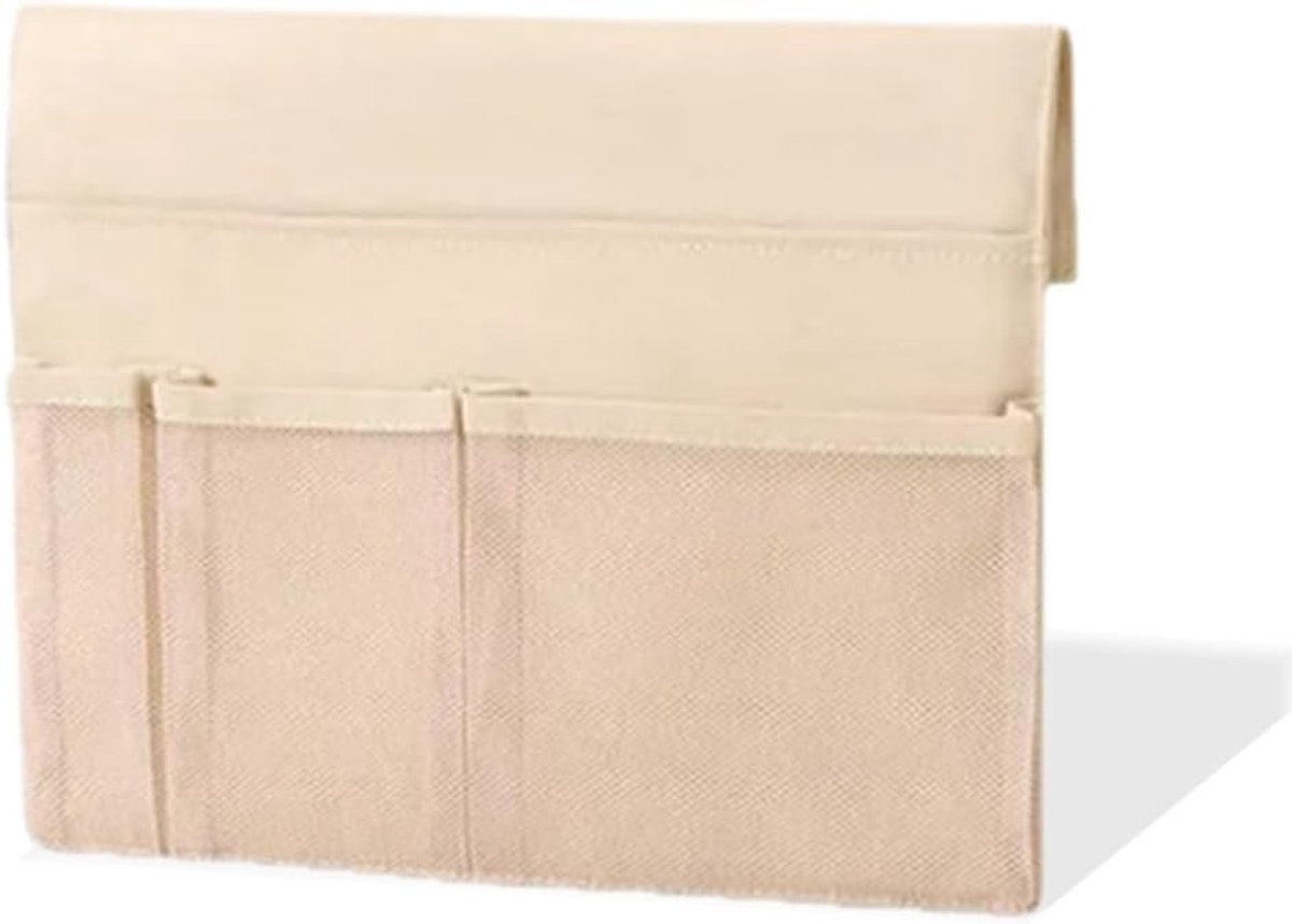 Multifunctionele Bedzijde Opbergzak, Hangende Opbergoplossing voor Beddengoed, Ruimtebesparende Organizer voor Bank en Studentenwoning (Beige)