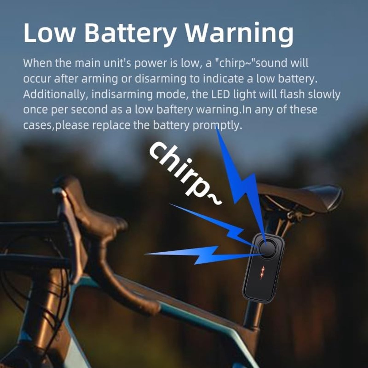 Draadloos Anti-Diefstal Fietsalarm met Afstandsbediening, 113dB Vibration Alarm voor E-Bikes en Scooters, Waterdicht en Met Bewegingssensor en LED-verlichting