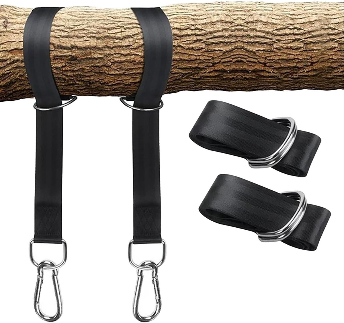 Swing- en Hangmat Ophangriemen – 1 Paar Versterkte Nylonriemen met D-Ringen en Karabiners voor Buiten, Fitness, Kamperen en Tuinieren (50cm)