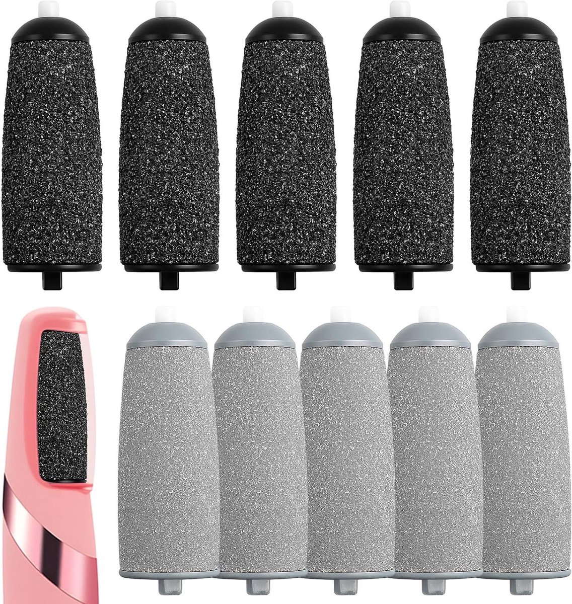 Pedicure Opzetstukken - Voetvijl Vervanging - Voetverzorging Thuis - Set van 10 Stuks - Extra Grof & Grof - Roze