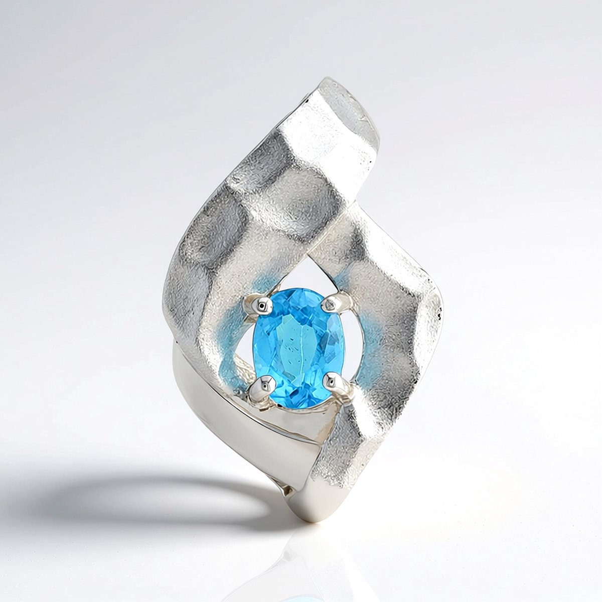 Cavill - Zilveren Hanger 925 Sterling met Palladiumlaag - Ovale Neonblauwe Apatiet 0,128 Ct - Edelstenen Sieraad - Dagelijks Draagbaar