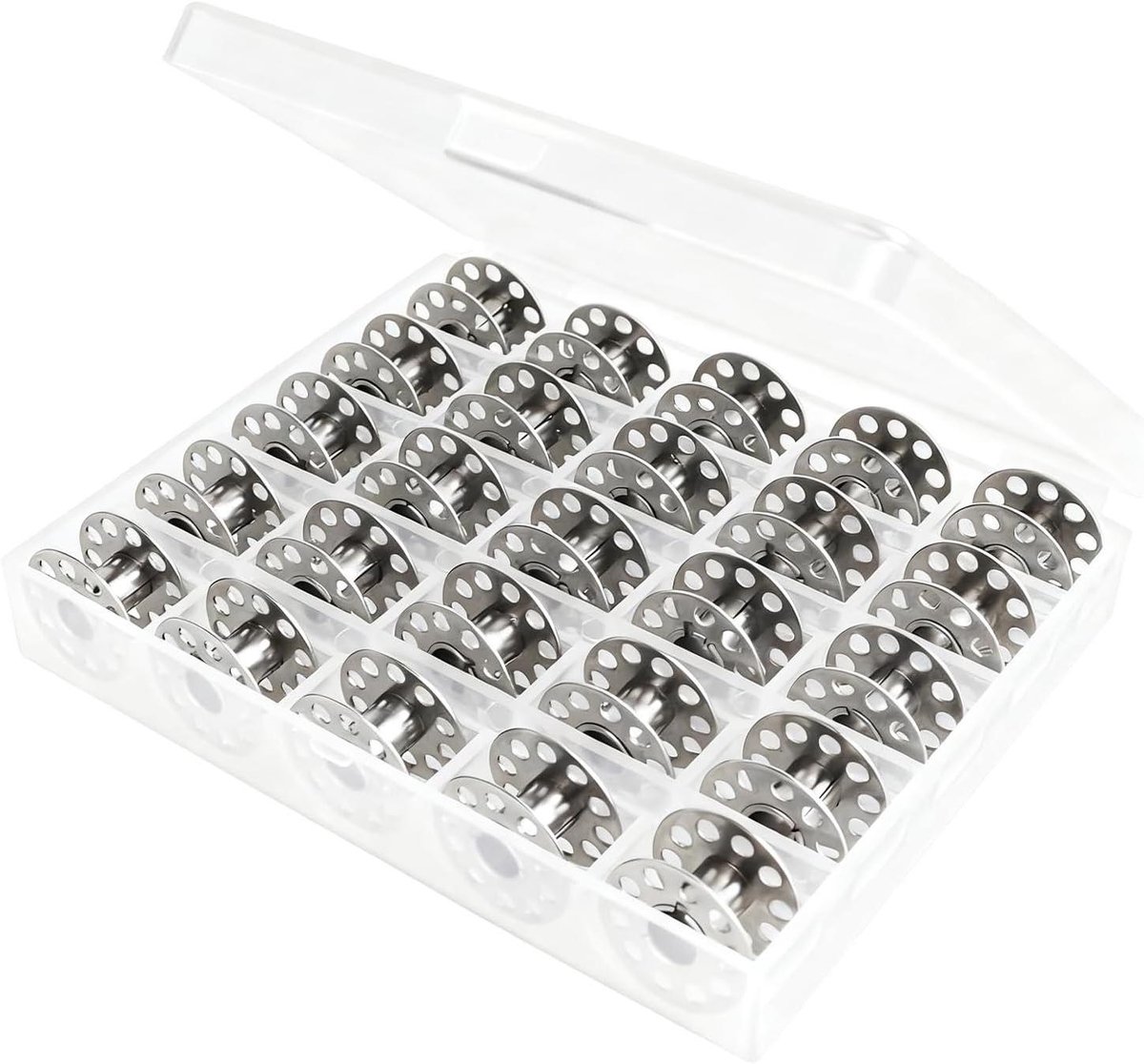 Naaiklossen - Spoelen set - Knutselen en naaien - Roestvrij staal - 25 stuks - Zilverkleurig