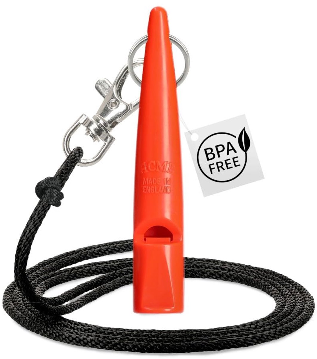 SnelShoppen - Hondenfluitje nr. 211,5 met GRATIS fluitband - Luid en verreikend trainingsfluitje voor honden - Oranje - Perfect voor trainen en commun