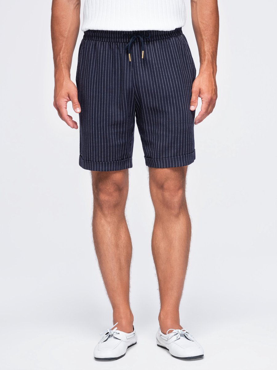 OMBRE Korte broek - Regular Fit - Viscose - Effen Marine L