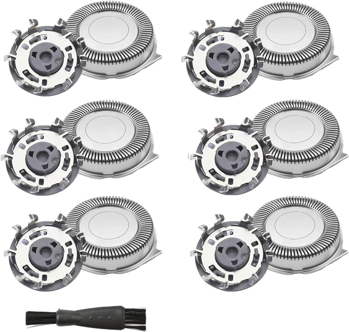 6 stuks scheerkoppen compatibel met serie 3000 2000 AquaTouch AT8xx AT7xx PT7xx vervangende scheerbladen met reinigingsborstel, accessoires scheerapparaat heren hoog