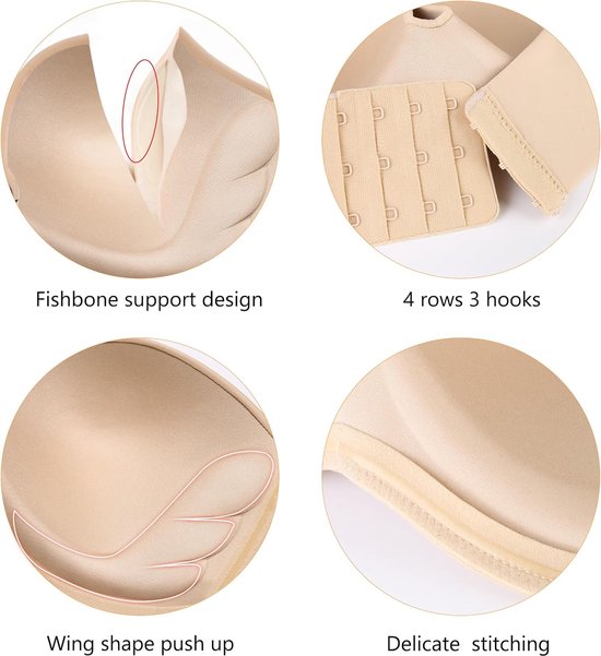 Dames Comfort Bh Met Hele Cup Voor Zonder Vulling Grote Maten | Naadloos, diepe diepte, lage rug, converteerbare bandjes, dikke vulling, push-up, U-halslijn — afbeelding 5