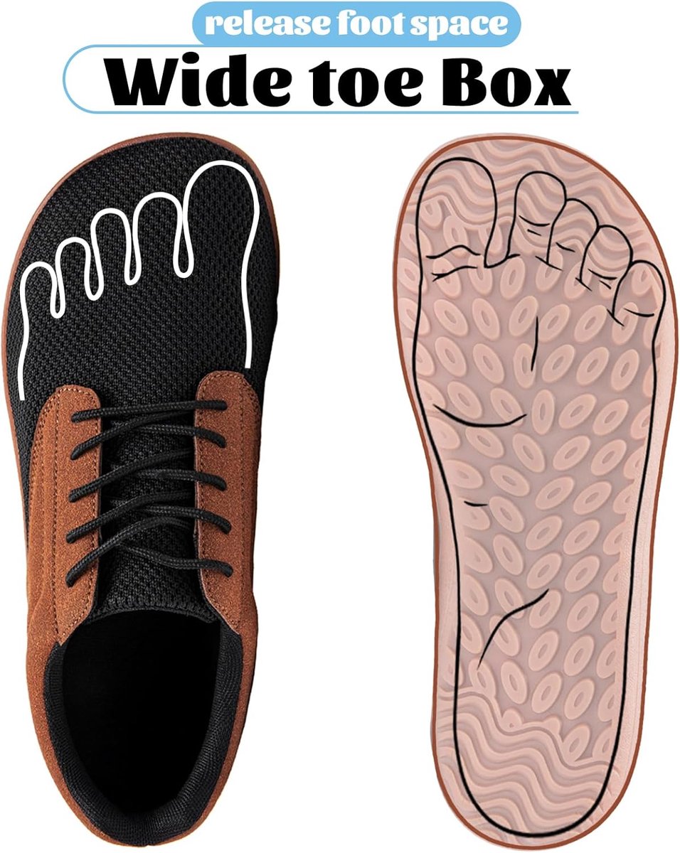 Blotevoetenschoenen voor heren, brede teenschoenen, zero-drop-zool, minimalistische trailschoenen, wandelschoenen