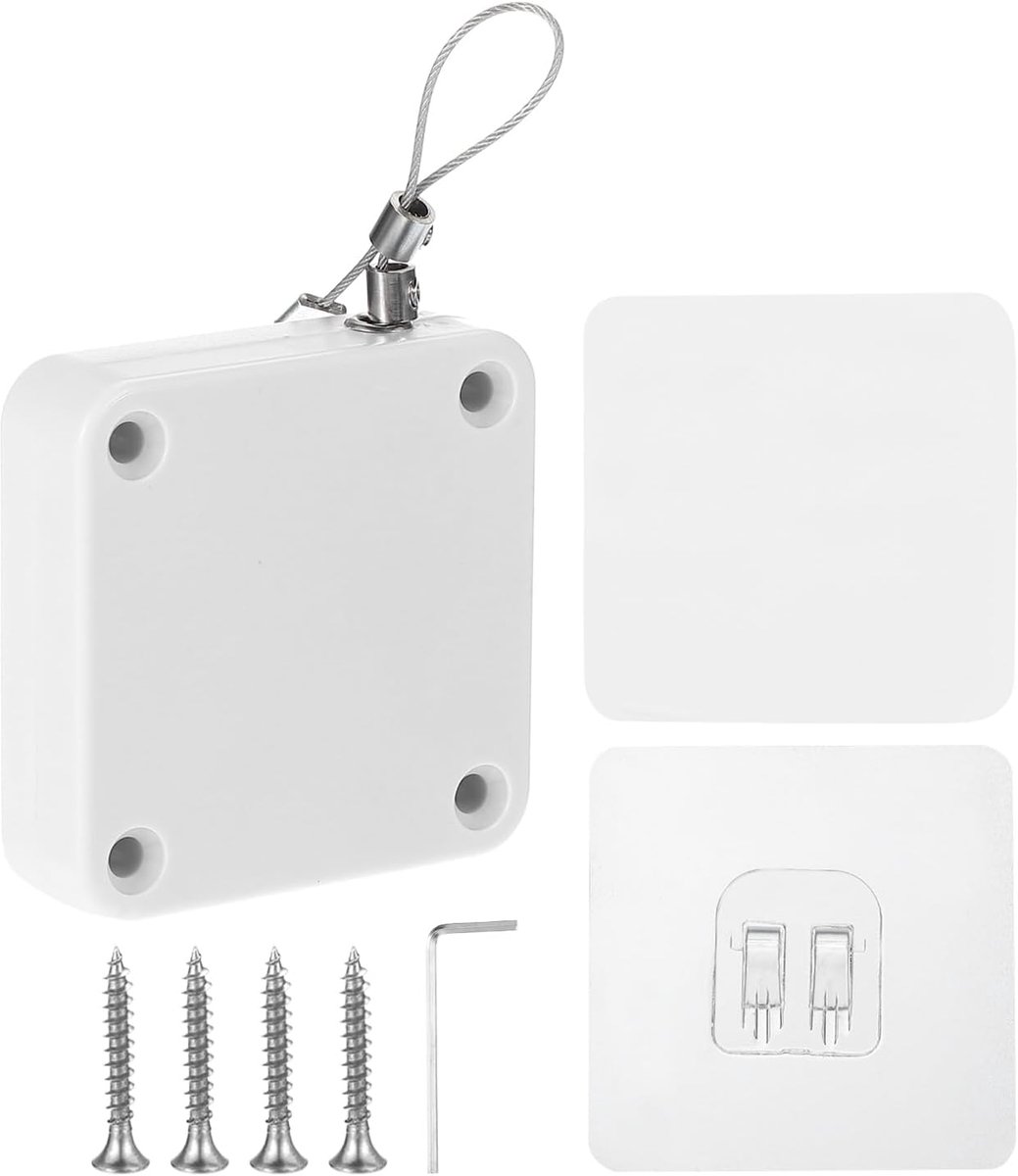 Automatische deursluiter, schokbestendig, 500 g, multifunctionele deursluiting met stormsensor en staalkabel voor slaapkamer, badkamer, storm, woonkamer (wit, 1 stuk)