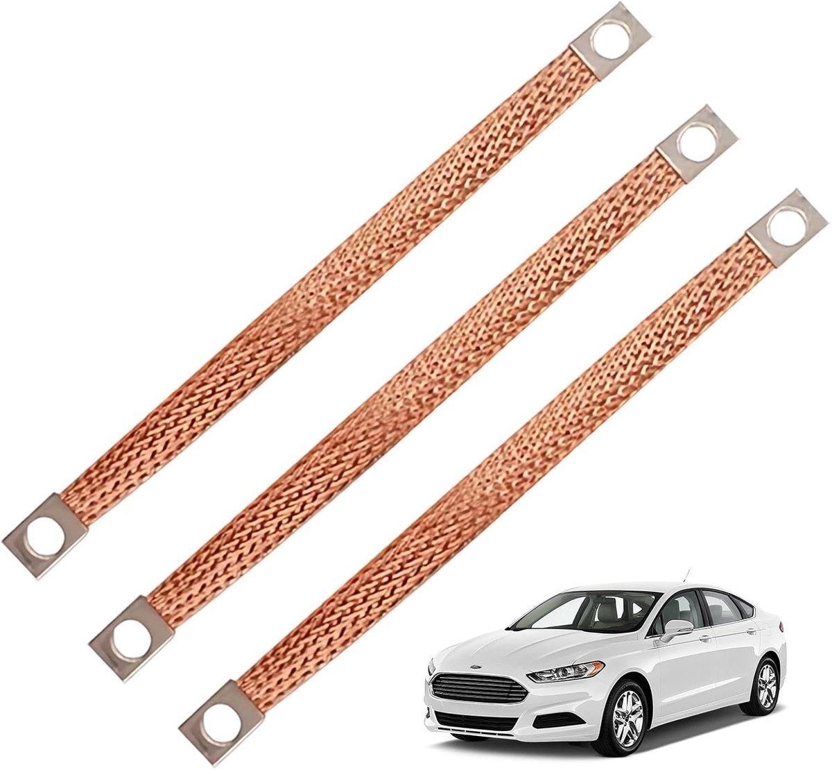 auto, 3 stuks massaband, koperdraad, lengte 200 mm, 6 mm² draaddiameter, gevlochten meetlint, universeel, vertind uiteinden, aardkabel, voor auto, schakelkast, machines