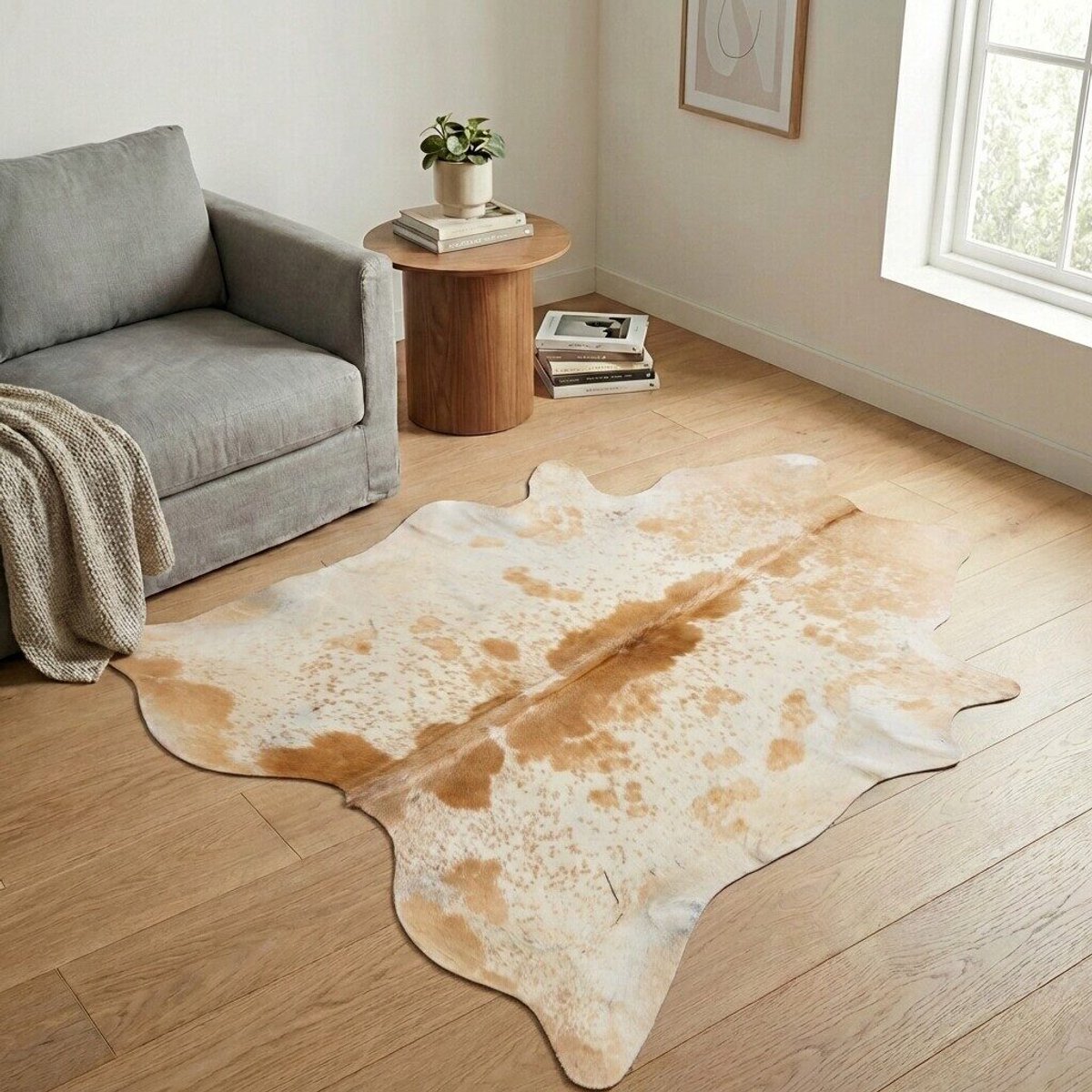 Koeienhuid Vloerkleed - Bruin-wit - 203 x 191 cm - Koeienkleed / Koeienvel / Dierenvel / Dierenhuid / Koehuid Tapijt