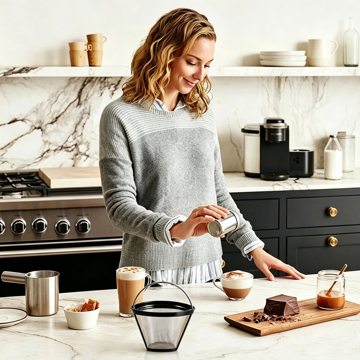 Kaiyaya - Herbruikbare Koffiefilter Set van 2 Stuks - 100 Mesh, RVS Goud - Fijnmazig, Vaatwasserbestendig - voor Koffiezetten, Milieu, Dagelijks - 2 Stuks — cadeau in Kookcadeaus - foto 4