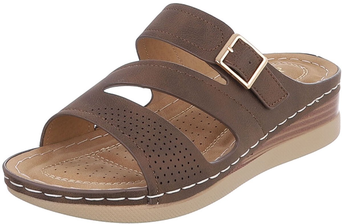 Sandalen met gesp en sleehak - dames Mt:36