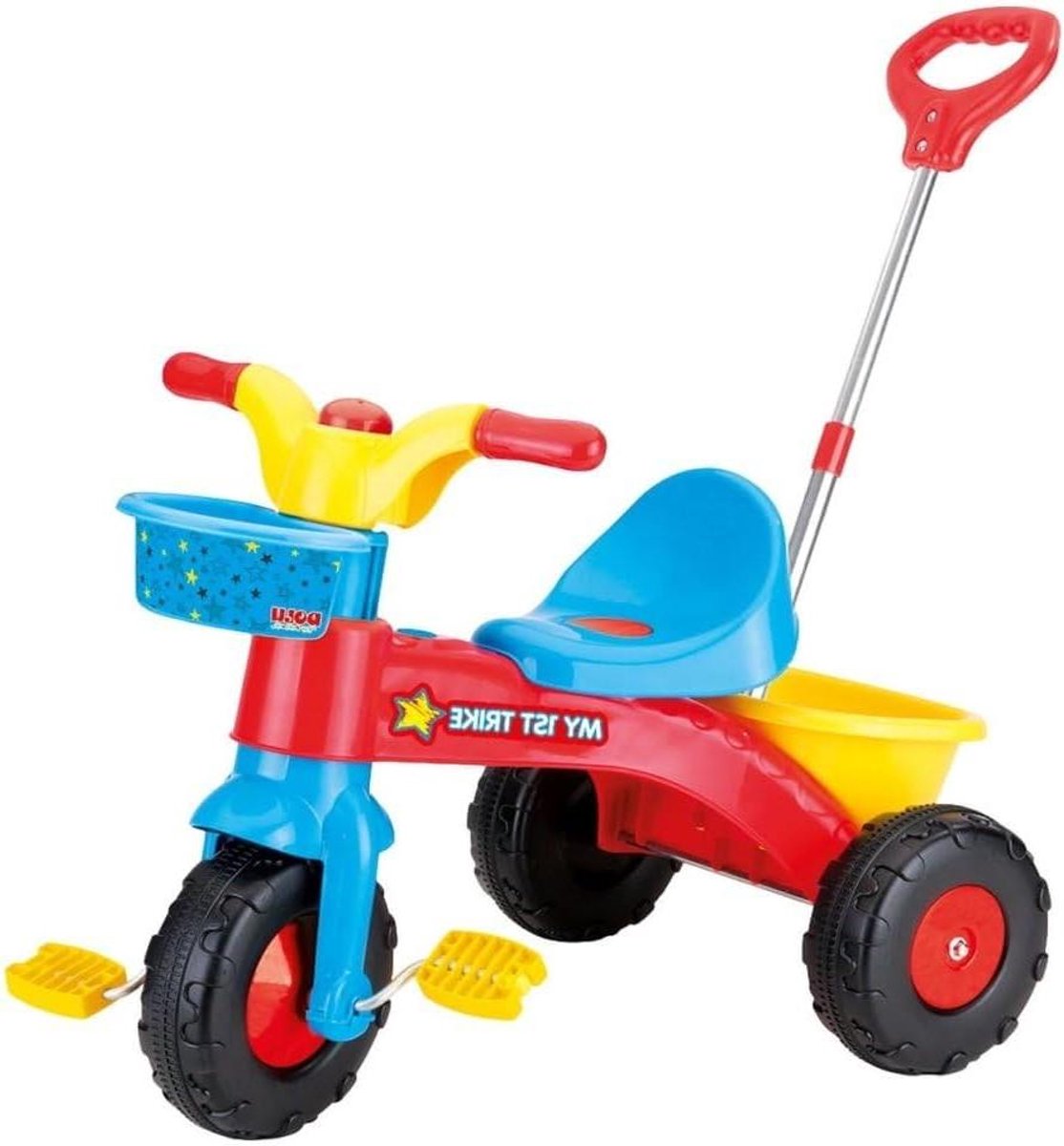 Driewieler - Kindertrike - Buiten spelen - Afneembare duwstang - 90x45x84 cm - Meerkleurig
