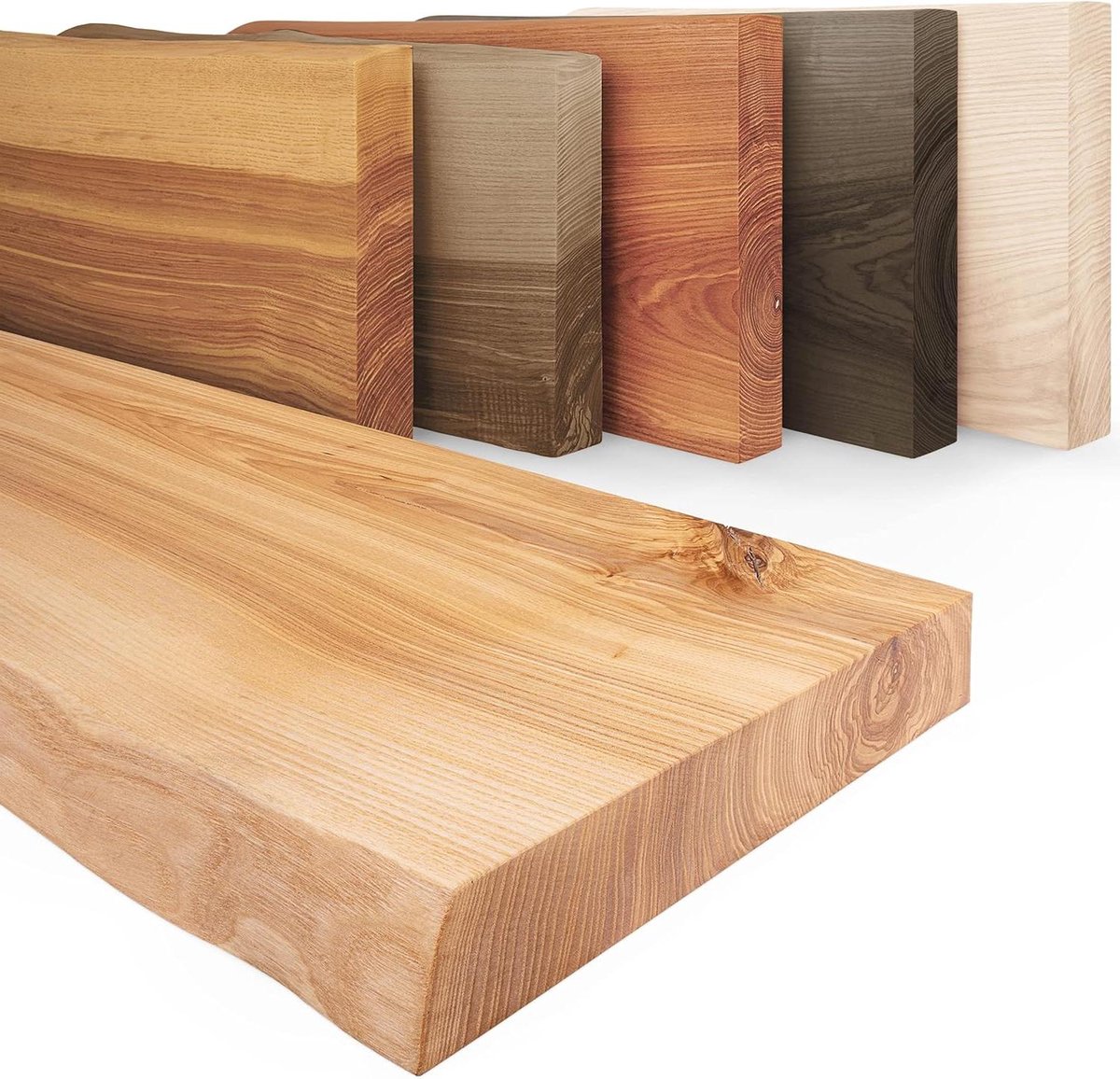 Houten Wandplank - Natuurlijke Rand - Opbergen en Decoreren - Handgemaakt Massief Hout - 70 cm - Natuurlijk