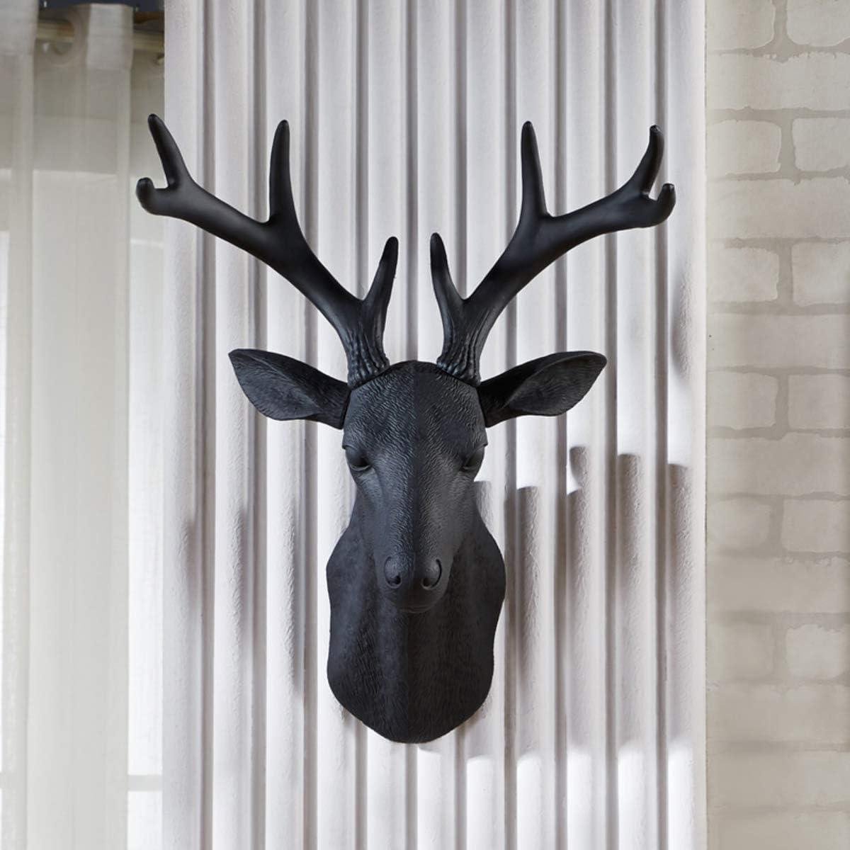 Hertenkop Decoratie - Wanddecoratie Huis - Muur Versieren - Handgemaakt Uniek Stuk - 65 x 60 cm - Zwart