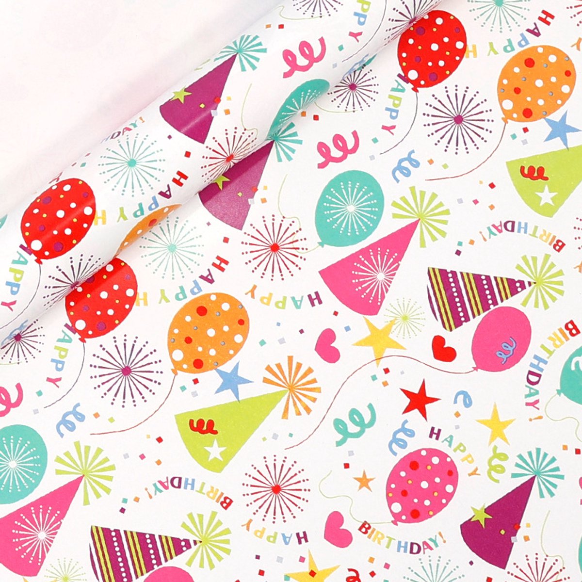 2 rollen verjaardagsinpakpapier voor feestjes en babyshowers - 43 cm x 3 m - Stijl 2