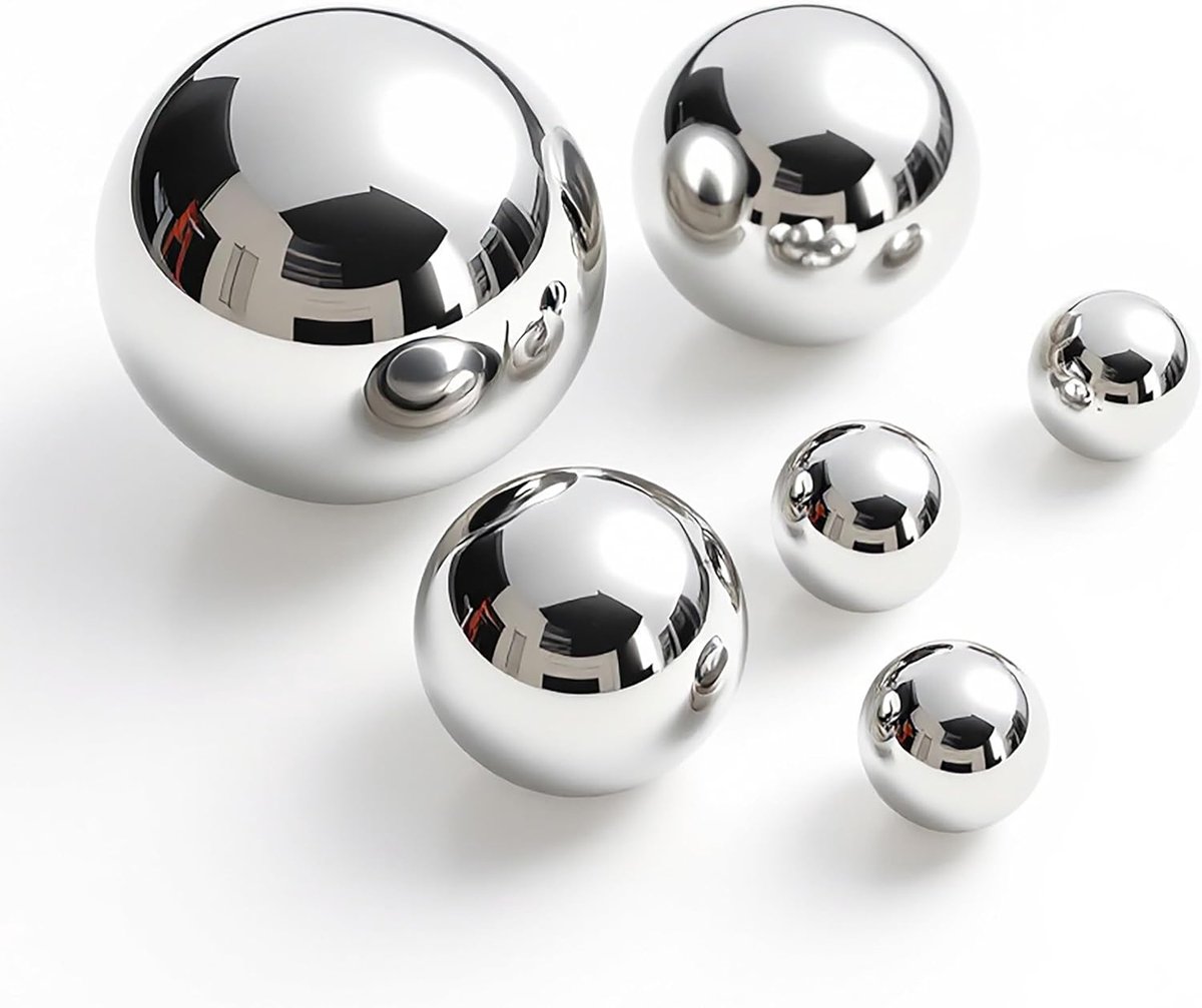 SnelShoppen - Set van 6 Decoratieve Rvs Bollen 2-6 cm - Glanzende Tuinballen voor Decoratieve Fonteinen, Vijvers, en Zinkbakken - Tuinaccessoires in Z