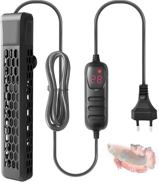 SnelShoppen - Aquarium PTC Heater 200W Met Regulator - Digitale Onderwater Verwarmer Voor 100-200L Vissen En Schildpadden - Veiligheidsbescherming