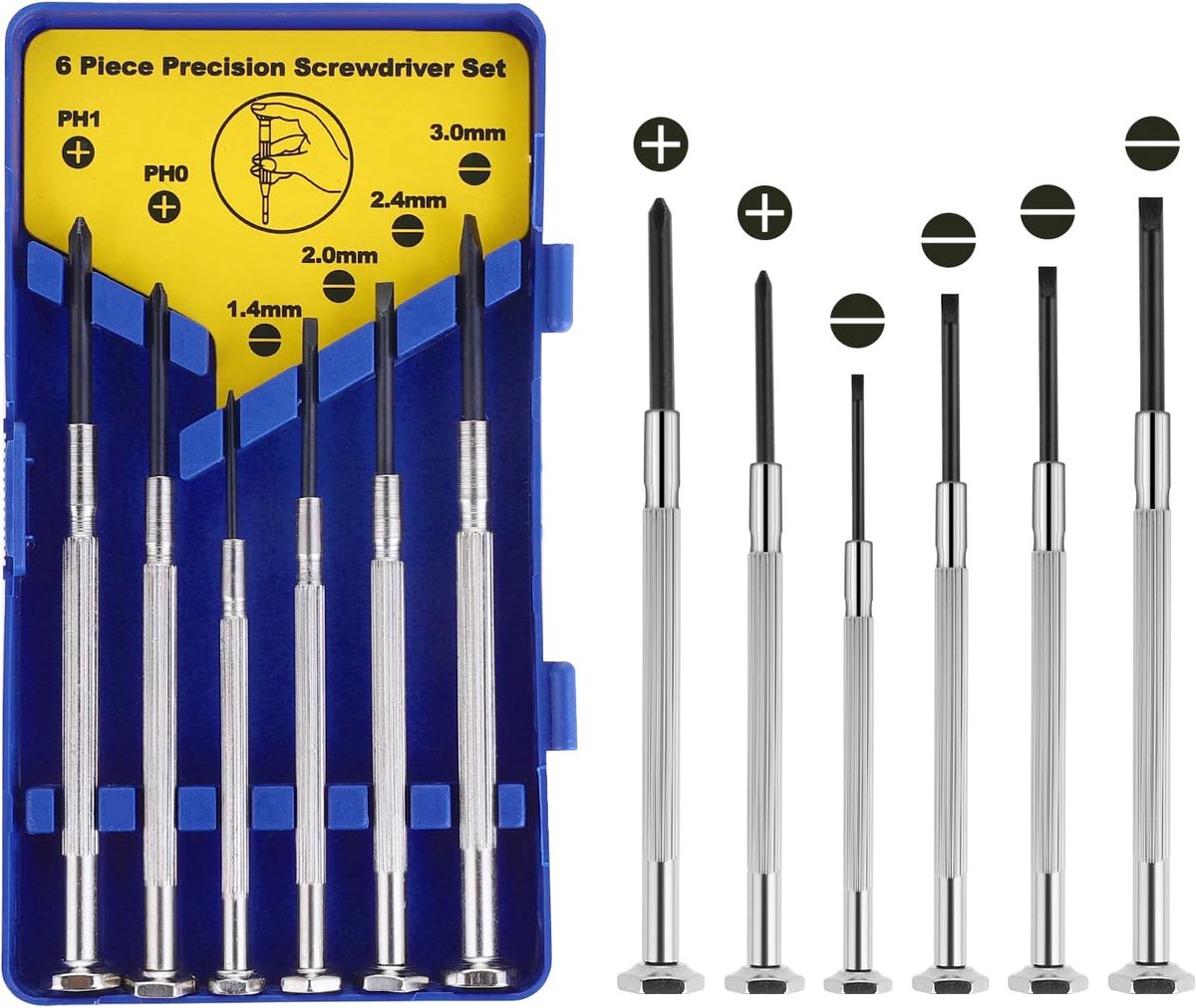 SnelShoppen - 6 stuks Mini Lenzenvloeistof Schroevendraaier Reparatieset - Precisie Flathead Phillips Micro Schroevendraaiers voor Bril, Horloge, Sier