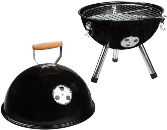 Mini Kogelbarbecue Zwart voor Direct en Indirect Grillen - Draagbaar en Veiligi van Merkloos — afbeelding 2