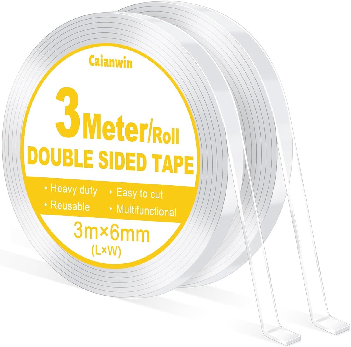 SnelShoppen - Mini 6mm Dubbelzijdig Lijm Tape - Extra Sterk Transparant Nano Tape - Verwijderbare Plakband voor Decoratieve Objecten en Fotowanden (6M