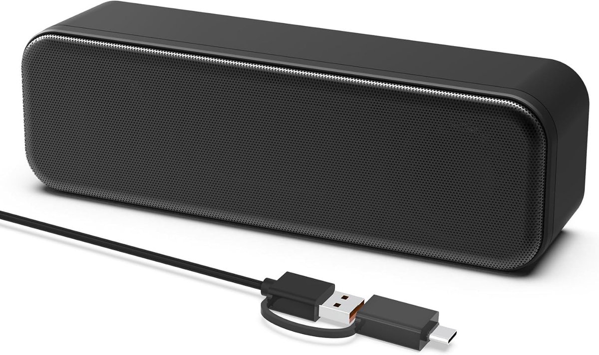 SnelShoppen - Upgrade USB PC/Laptop Speaker - Mini Soundbar met Stereo Geluid, Versterkte Bas, Draagbaar voor Windows PC, Desktop en Laptop - Ideaal v