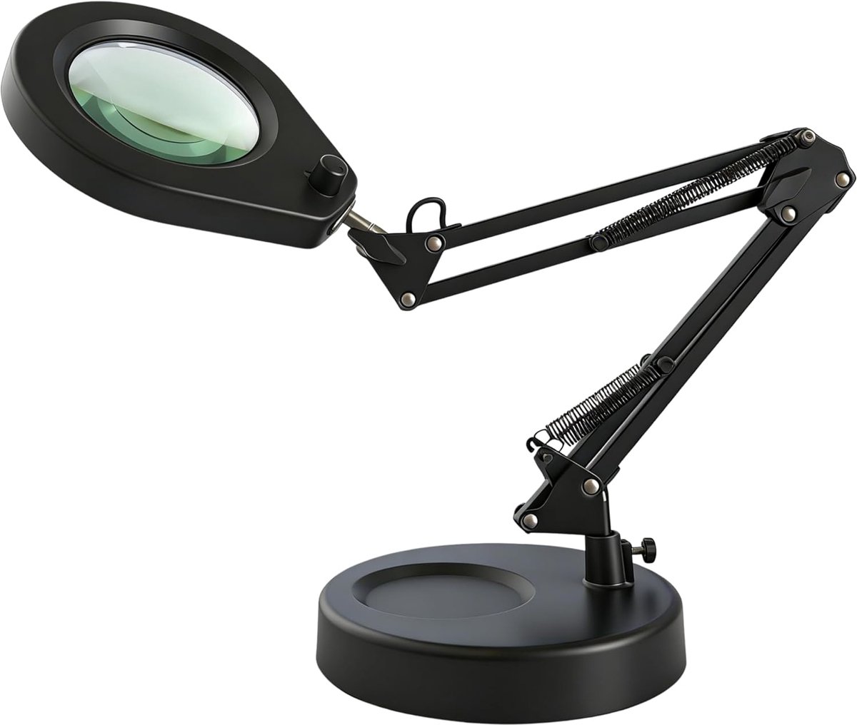 SnelShoppen - Led-vergrootlamp met standaard en klem, 10,5 cm 5x vergrootglas, dimbare lichten in 5 kleuren voor handwerk, detailinspectie en hobby's