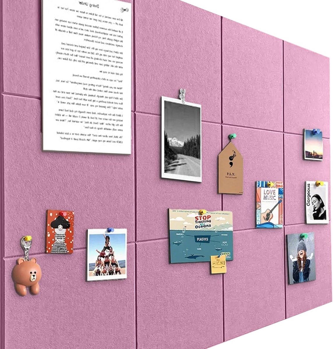 SnelShoppen - Grote 120 x 90 cm Vilt Pinbord Zelfklevend met 90 Duimspijkers, 12 Stuks 9 mm Dikte, Vision Board voor Foto's, Memo Bord voor Thuis, Keu