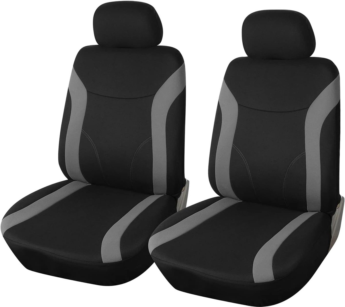 SnelShoppen - Auto Stoelhoezen Voor Voorstoelen Zwart Grijs | Universele Auto Stoelbeschermers Set Voor Bestuurder En Passagier | Auto Accessoires Int