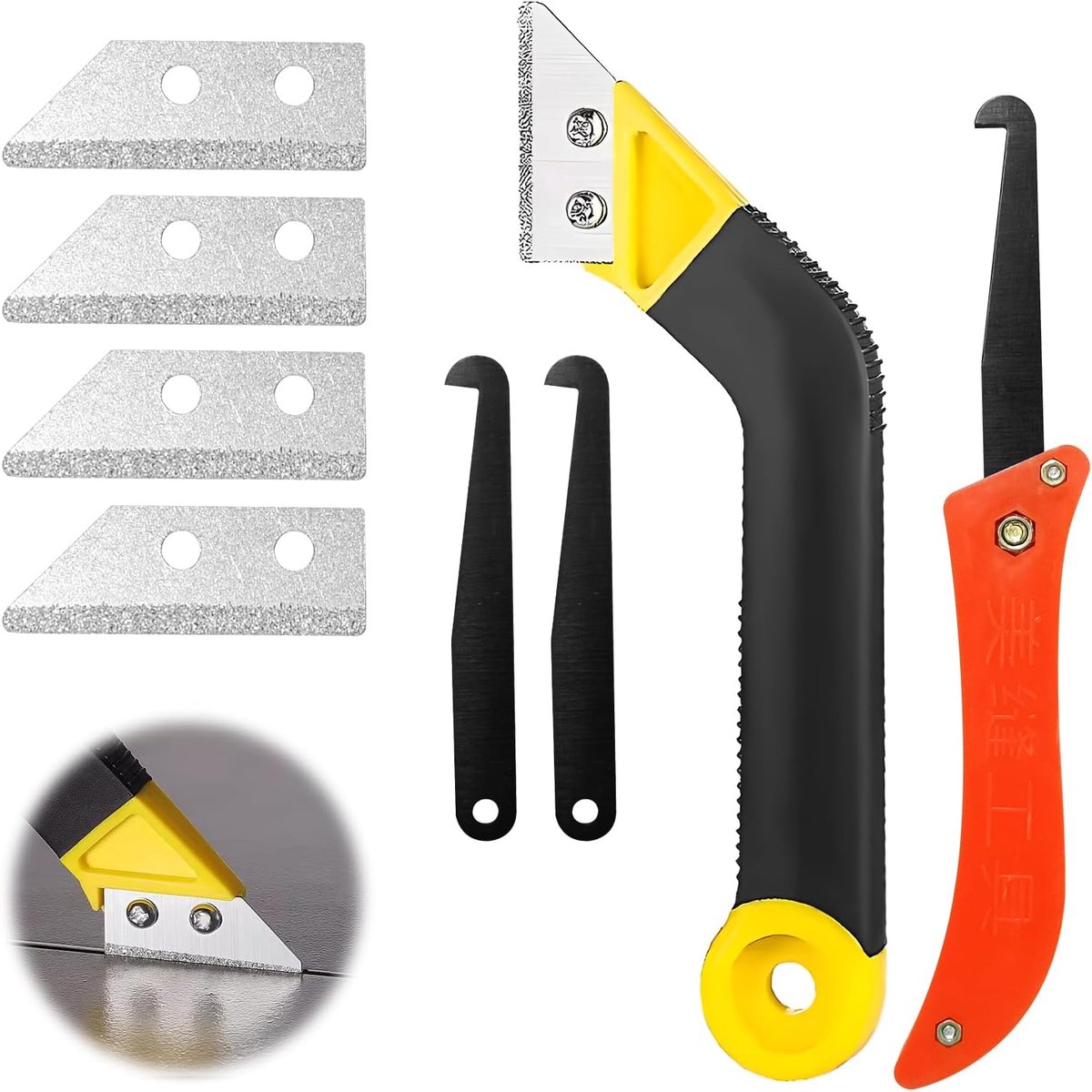 SnelShoppen - Joint Scraper Weed, Joint Remover, 8-Piece Tegel Reinigingsset, Handzaag, Hoekige Voegenreiniger voor Tegels, Muur- en Vloeronderhoud