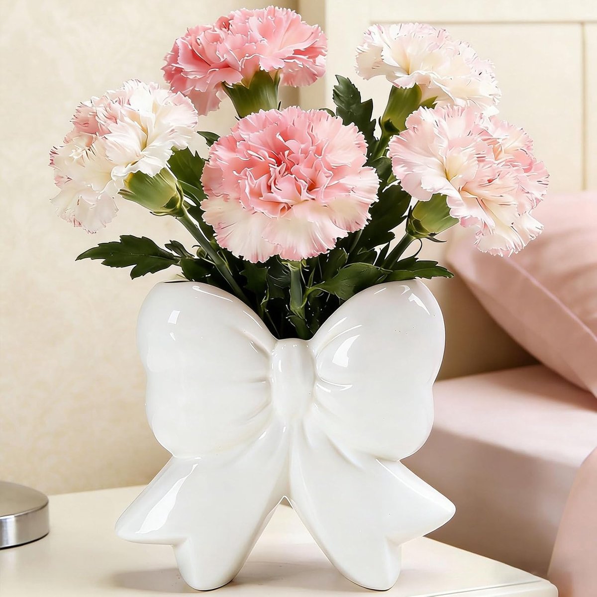 SnelShoppen - Moderne Witte Boog Vazen Keramisch Decoratie Vaas voor Drogen Bloemen en Pampas Gras - Elegant voor Woonkamer, Keuken, Bruiloften, Vinta