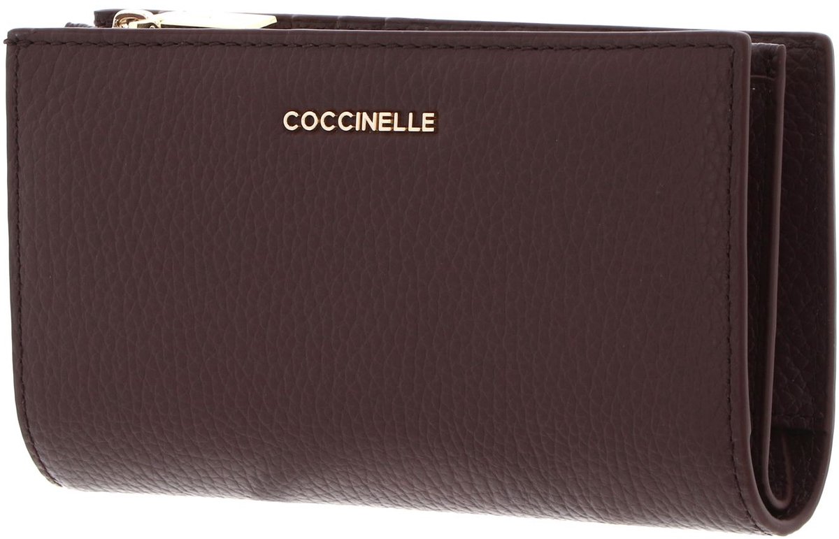 COCCINELLE Leren portemonnee Metallic Soft Wallet Berry donkerpaars