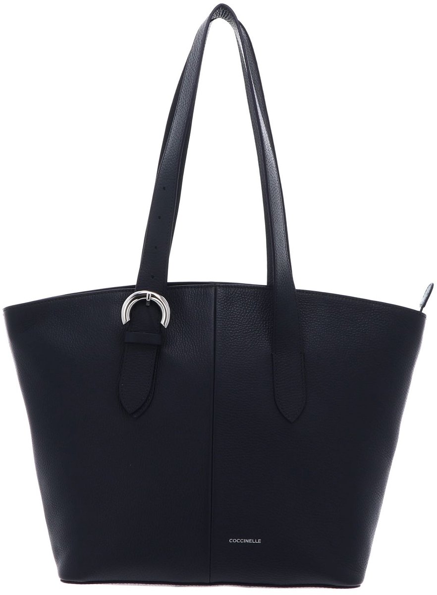 COCCINELLE Leren schoudertas shopper Fern Handbag Grained Leather Midnight Blue donkerblauw