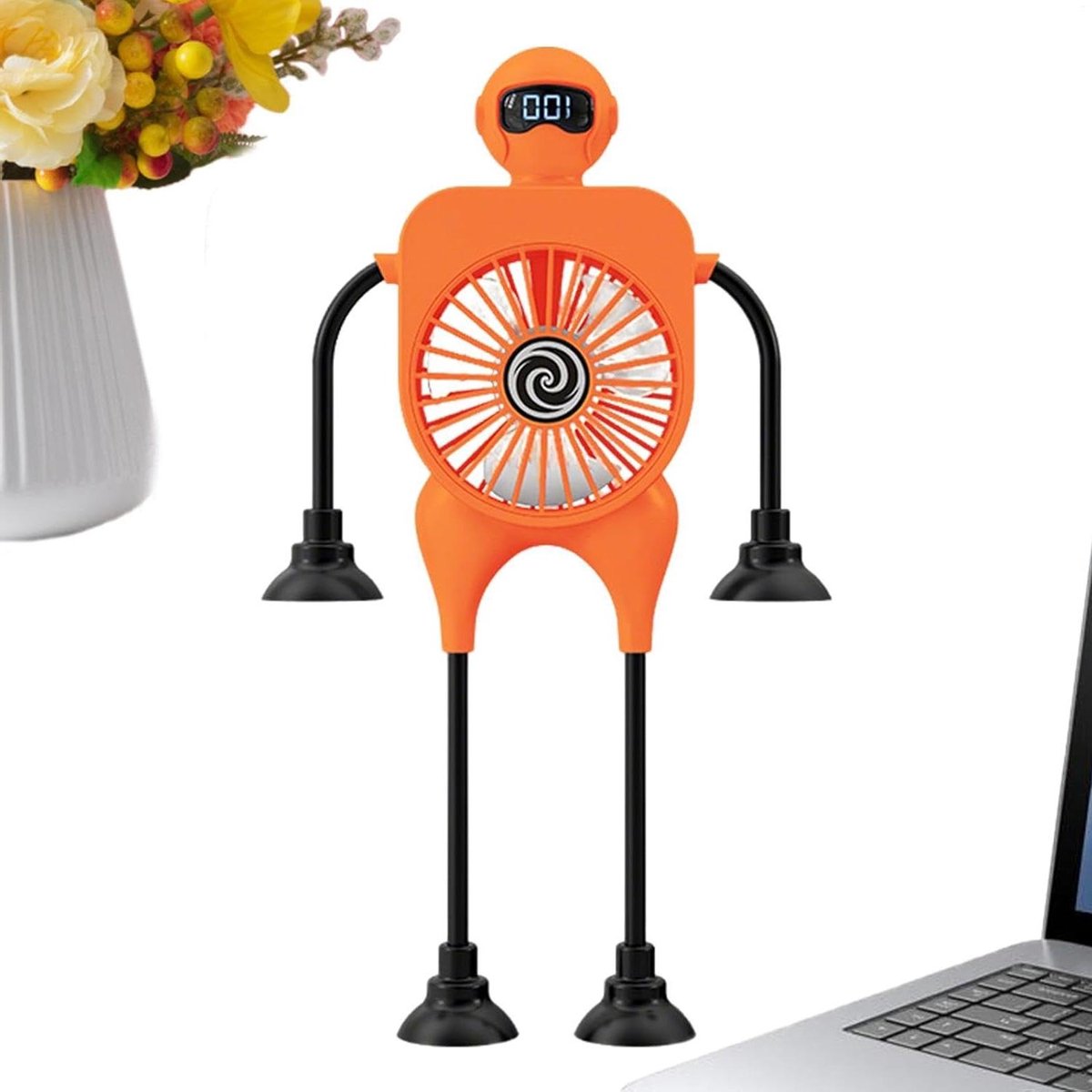 Bureau Ventilator - Mini Koeler - Persoonlijke Koeling - Flexibel Robot Design - 26 x 26 cm - Oranje