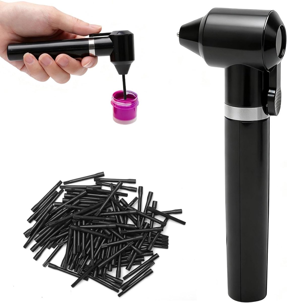 Pigment Mixer Tattoo - Elektrische Inktmixer met 100 Mengstaafjes - Draagbaar - Voor Tattoo Inkt en Microblading - Zwart