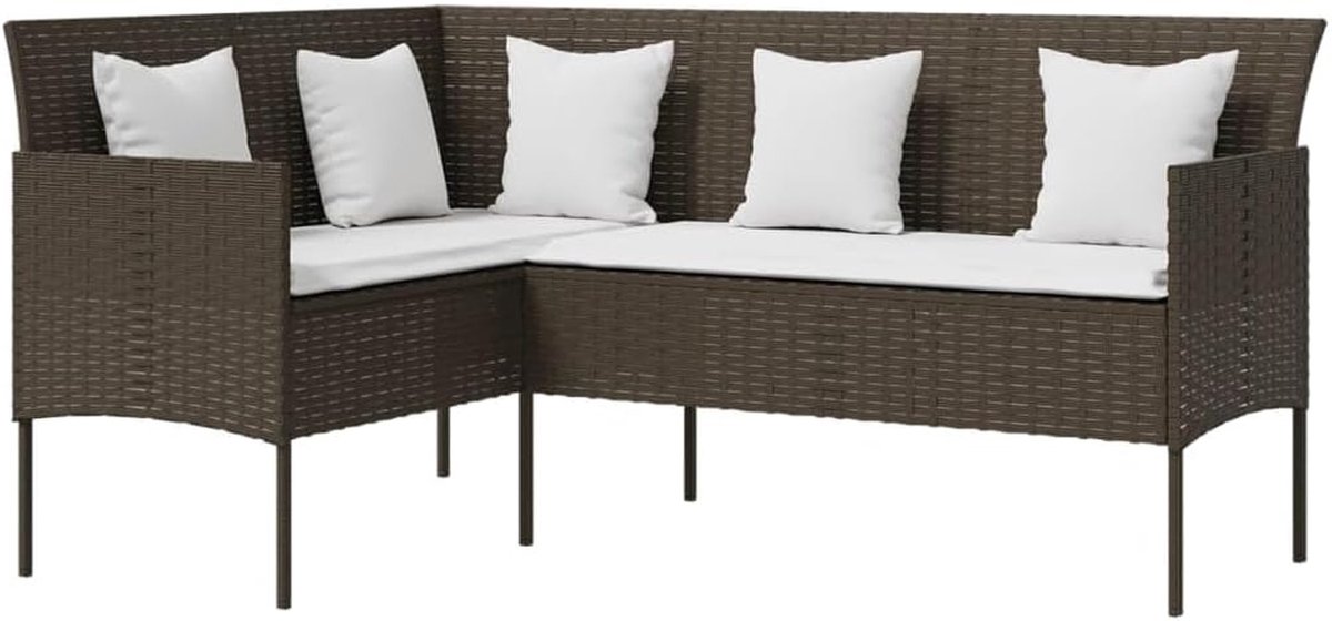 Loungebank L-vormig - Buitenbank Tuinbank - Ontspannen in de tuin - Weerbestendig PE-rattan - 5-zits - Bruin