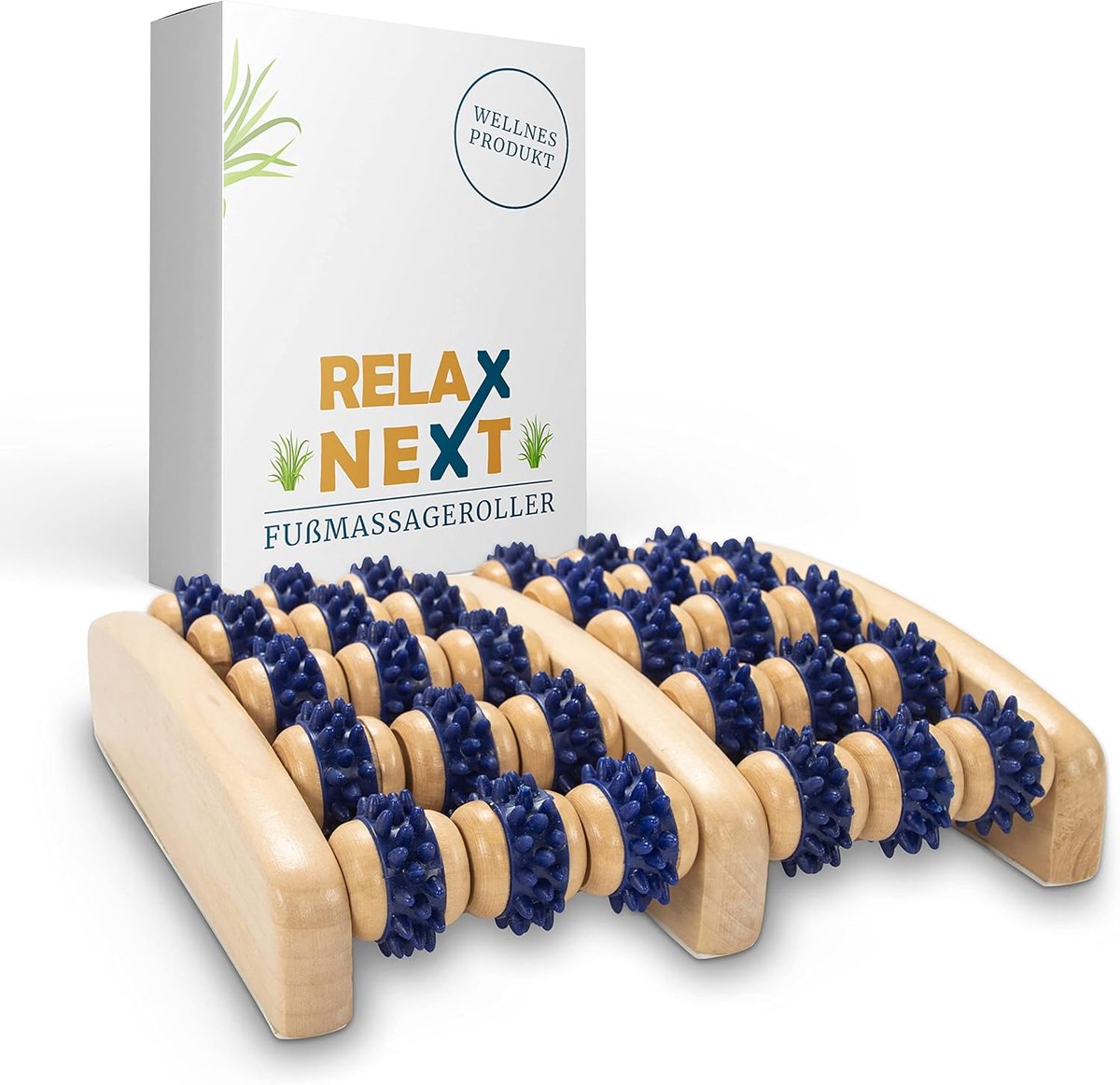 SnelShoppen - Houten voetmassage roller - Reflexzones voetmassager - Ontspanning en energie - Relax Next - Geschikt voor twee voeten - Perfect als cad