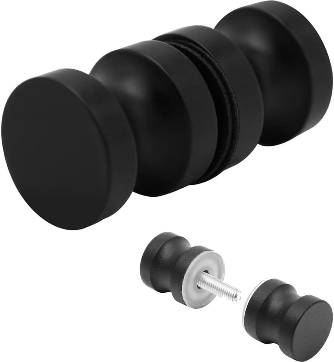 SnelShoppen - Shower Door Handle, Badkamer Deurknop, Ronde Deurknop van Aluminium, 30 * 60mm, Zwart, Voor Douche Glazen Deuren en Schuifdeuren (1PC)