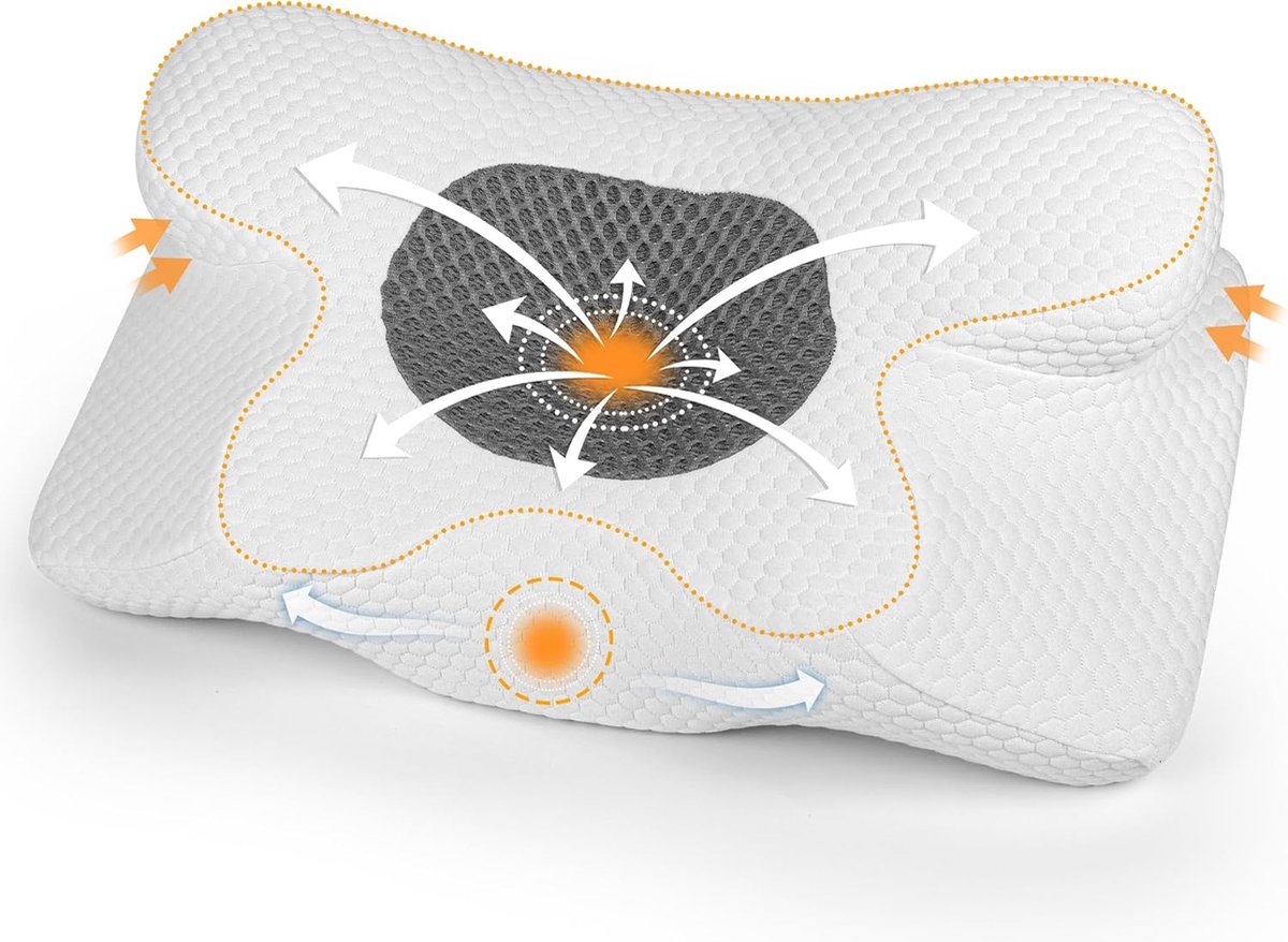 SnelShoppen - Ergonomisch Neck Support Pillow, Memory Foam Hoofdkussen, Verstelbare Hoogte, Ondersteuning voor Zijslapers, Rugslapers en Buikslapers,